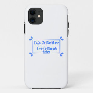 Life Is Better On A Boat border quote Case-Mate iPhone Case