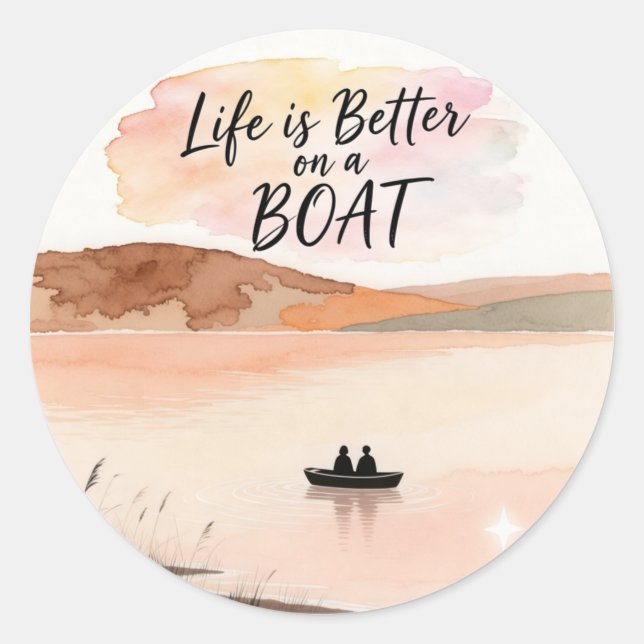 Life is Better on a Boat Classic Round Sticker (Front)