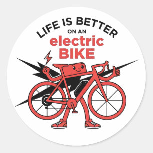 Life Is Better On An Electric Bike T-Shirt Classic Round Sticker