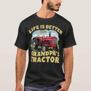 Life Is Better On Grandpas Tractor Kids Farm Tract T-Shirt