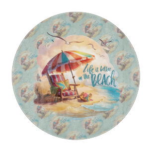 Life Is Better on the Beach Coastal Aesthetic Cutting Board