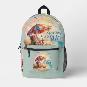Life Is Better on the Beach Coastal Aesthetic Prin Printed Backpack