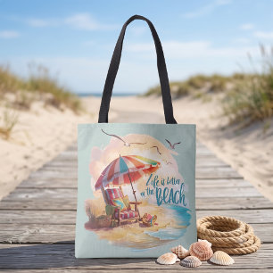 Life Is Better on the Beach Coastal Aesthetic Tote Bag