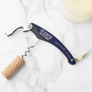 Life is Better On the Boat Family Name Navy Corkscrew