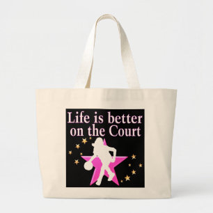 LIFE IS BETTER ON THE COURT LARGE TOTE BAG
