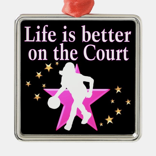 LIFE IS BETTER ON THE COURT METAL TREE DECORATION (Front)