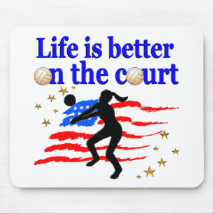 LIFE IS BETTER ON THE COURT USA VOLLEYBALL DESIGN MOUSE PAD