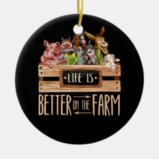 Life Is Better On The Farm Cute Animals Country Fa Ceramic Tree Decoration