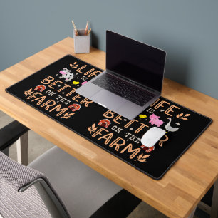 Life Is Better On The Farm Cute Animals Farmer Far Desk Mat
