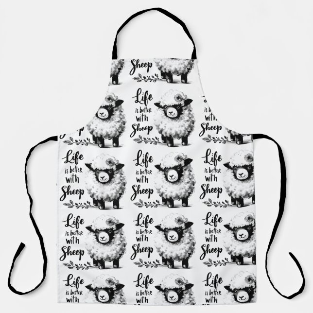 Life is Better on the Farm: Sheep Apron for Women  (Front)