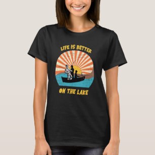 Life Is Better On The Lake Sunset Retro Fishing T-Shirt