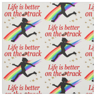 LIFE IS BETTER ON THE TRACK RUNNER DESIGN FABRIC