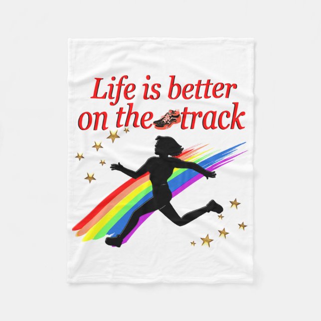LIFE IS BETTER ON THE TRACK RUNNER DESIGN FLEECE BLANKET (Front)
