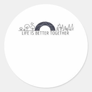 Life Is Better Together City Rainbow Artistic Desi Classic Round Sticker