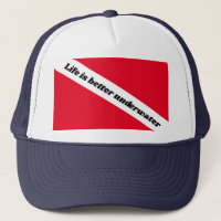 Life is better underwater scuba diver down flag