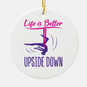 Life Is Better Upside Down Aerial Yoga Ceramic Tree Decoration