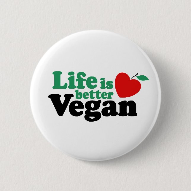 Life Is Better Vegan 6 Cm Round Badge (Front)