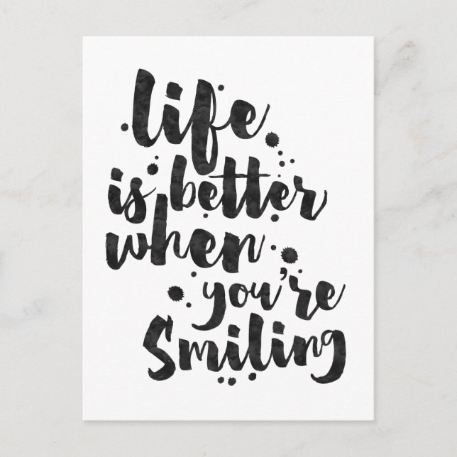 Life Is Better When Smiling - Inspirational Card (Front)