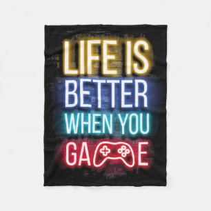 Life Is Better When U Game Controller Video Games Fleece Blanket
