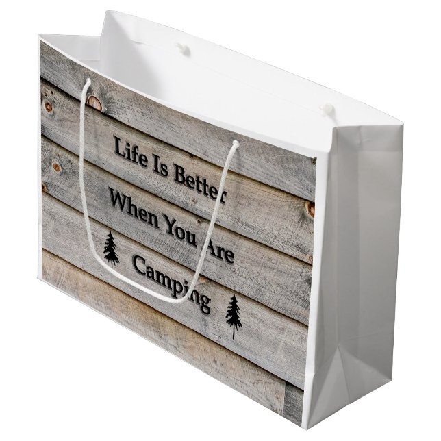 Life is better when you are camping large gift bag (Front Angled)