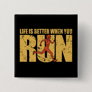 Life Is Better When You Run - Runner Girl 15 Cm Square Badge