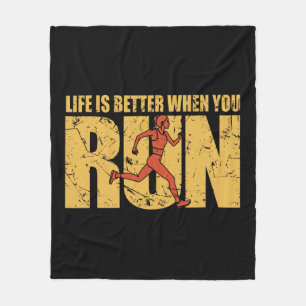 Life Is Better When You Run - Runner Girl Fleece Blanket