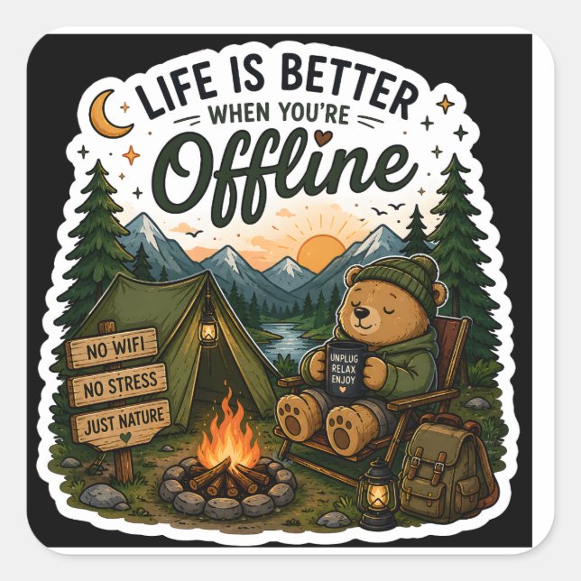 Life Is Better When You're Offline Camping Sticker (Front)