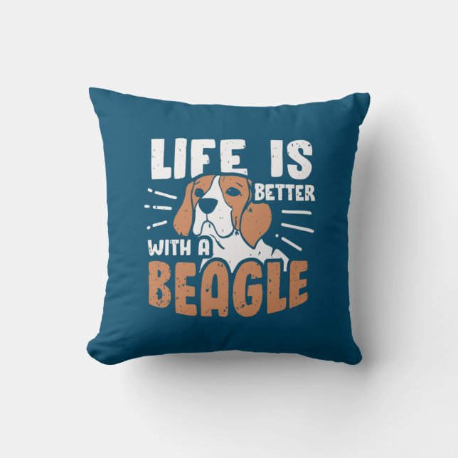 Life Is Better With A Beagle Dog Cushion (Front)
