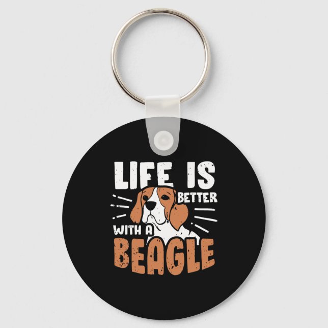 Life Is Better With A Beagle Dog Key Ring (Front)