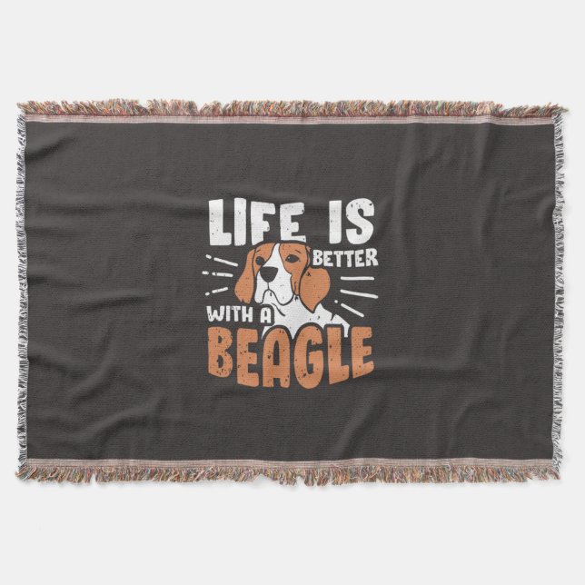 Life Is Better With A Beagle Dog Throw Blanket (Front)