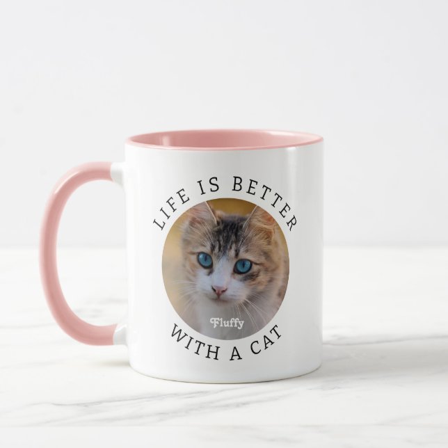 Life is Better with a Cat Add Photo and Name Mug (Left)