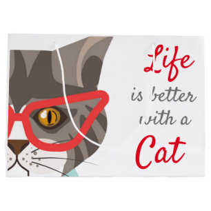 Life Is Better With A Cat Custom Large Gift Bag