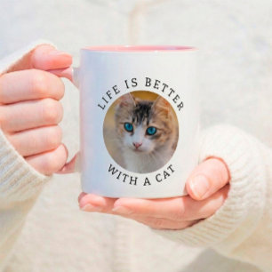 Life is Better with a Cat Custom Photo and Name Mug