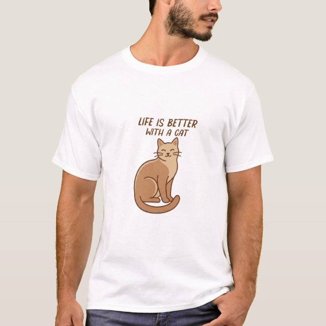 Life Is Better With a Cat – Cute Cat Lover Design T-Shirt (Front)