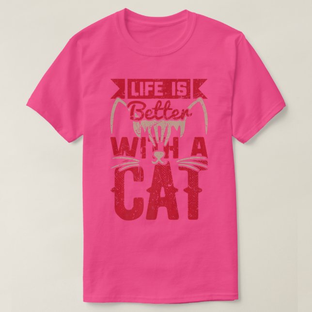Life Is Better With A Cat Funny Kitten Cat Lover V T-Shirt (Design Front)