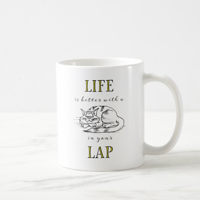 Life is Better with a Cat in your Lap custom photo Coffee Mug (Right)