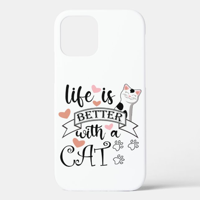 Life is Better With a Cat quote slogan Case-Mate iPhone Case (Back)