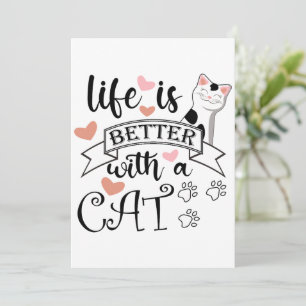 Life is Better With a Cat quote slogan Holiday Card