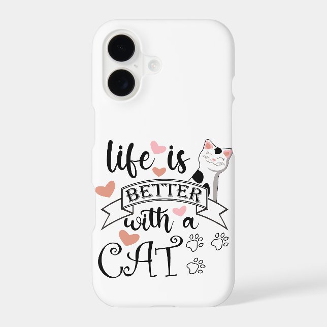 Life is Better With a Cat quote slogan iPhone Case (Back)
