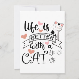 Life is Better With a Cat quote slogan Thank You Card