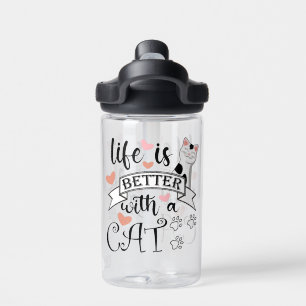Life is Better With a Cat quote slogan Water Bottle