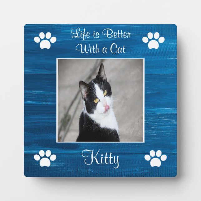 Life is Better With a Cat Tabletop Plaque (Front)