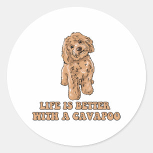 Life Is Better With A Cavapoo - Funny Dog Lover  1 Classic Round Sticker