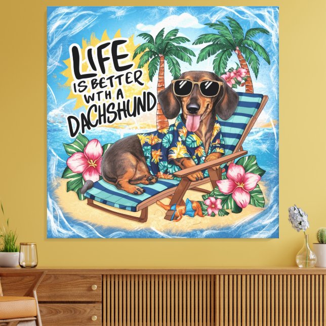 Life Is Better With A Dachshund Canvas Print (Insitu(LivingRoom))
