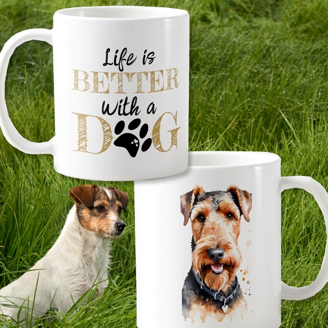 Life Is Better With a Dog Airedale terrier gift Coffee Mug (Creator Uploaded)