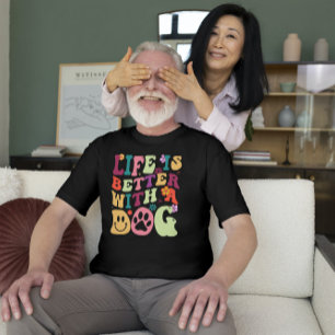 Life is better with a dog - colourful groovy desig Tri-Blend shirt