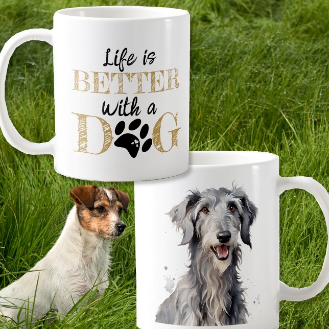 Life Is Better With a Dog deerhound gift Coffee Mug (Creator Uploaded)