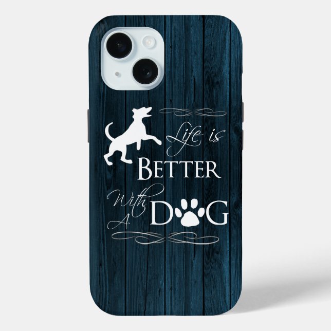 Life is better with a Dog iPhone Case - Blue (Back)
