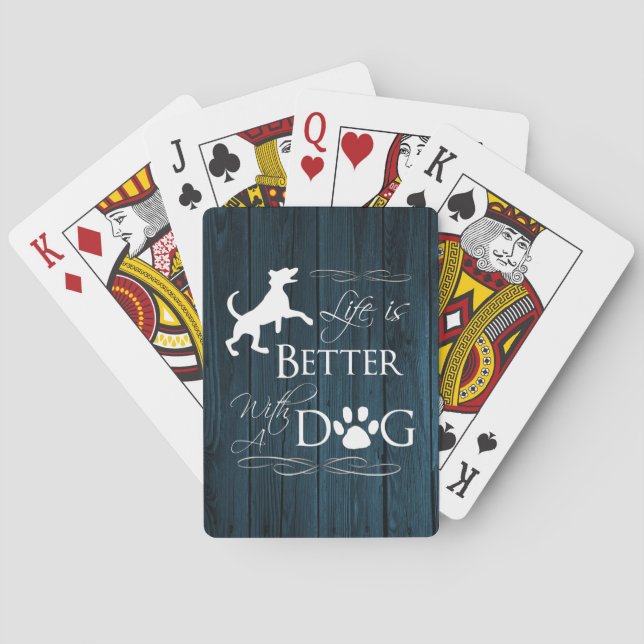 Life is better with a Dog Playing Cards - Blue (Back)