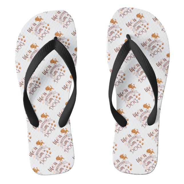 Life is Better With a Dog quote funny chihuahua Jandals (Footbed)